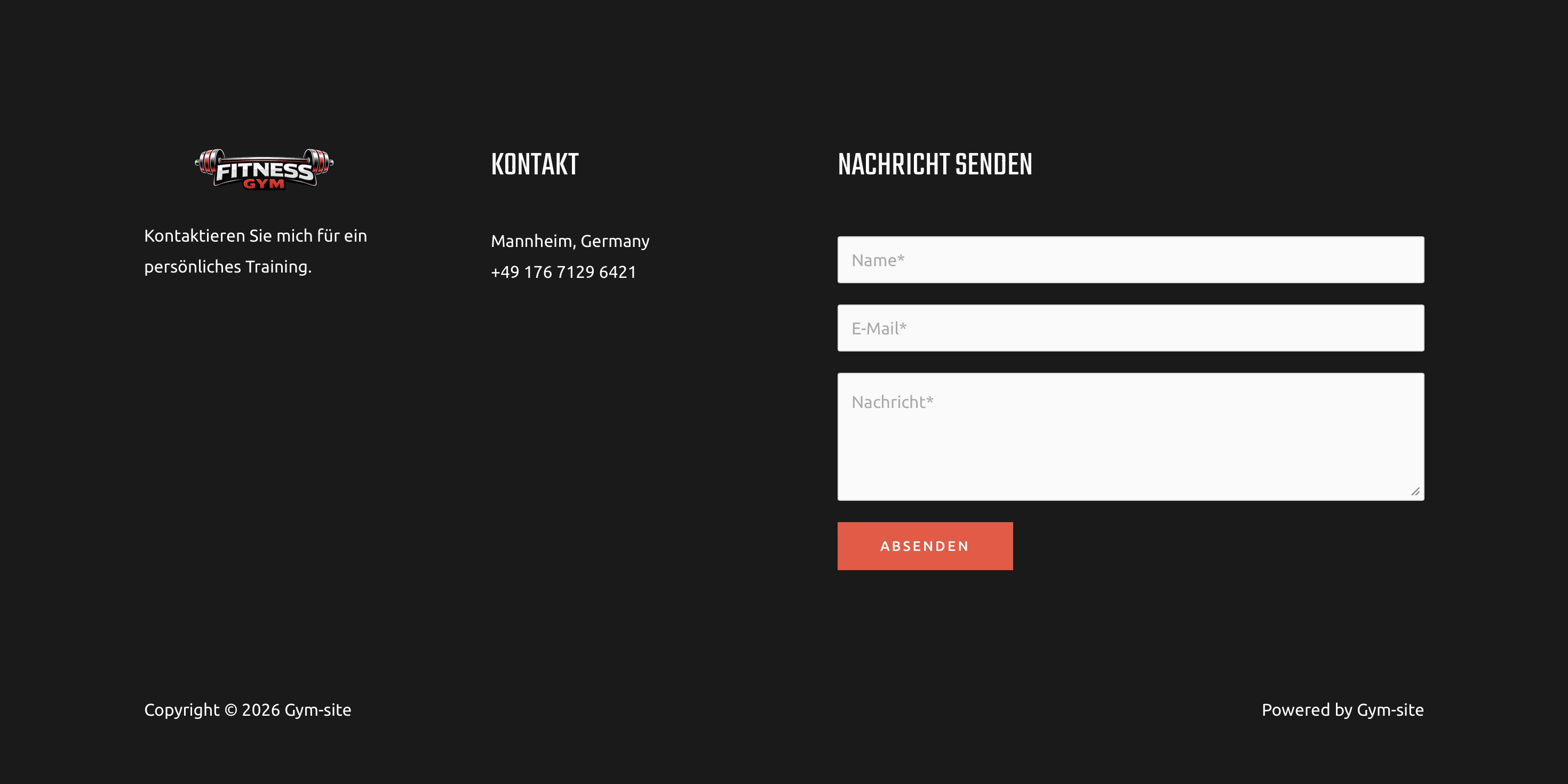 Gym Website Footer